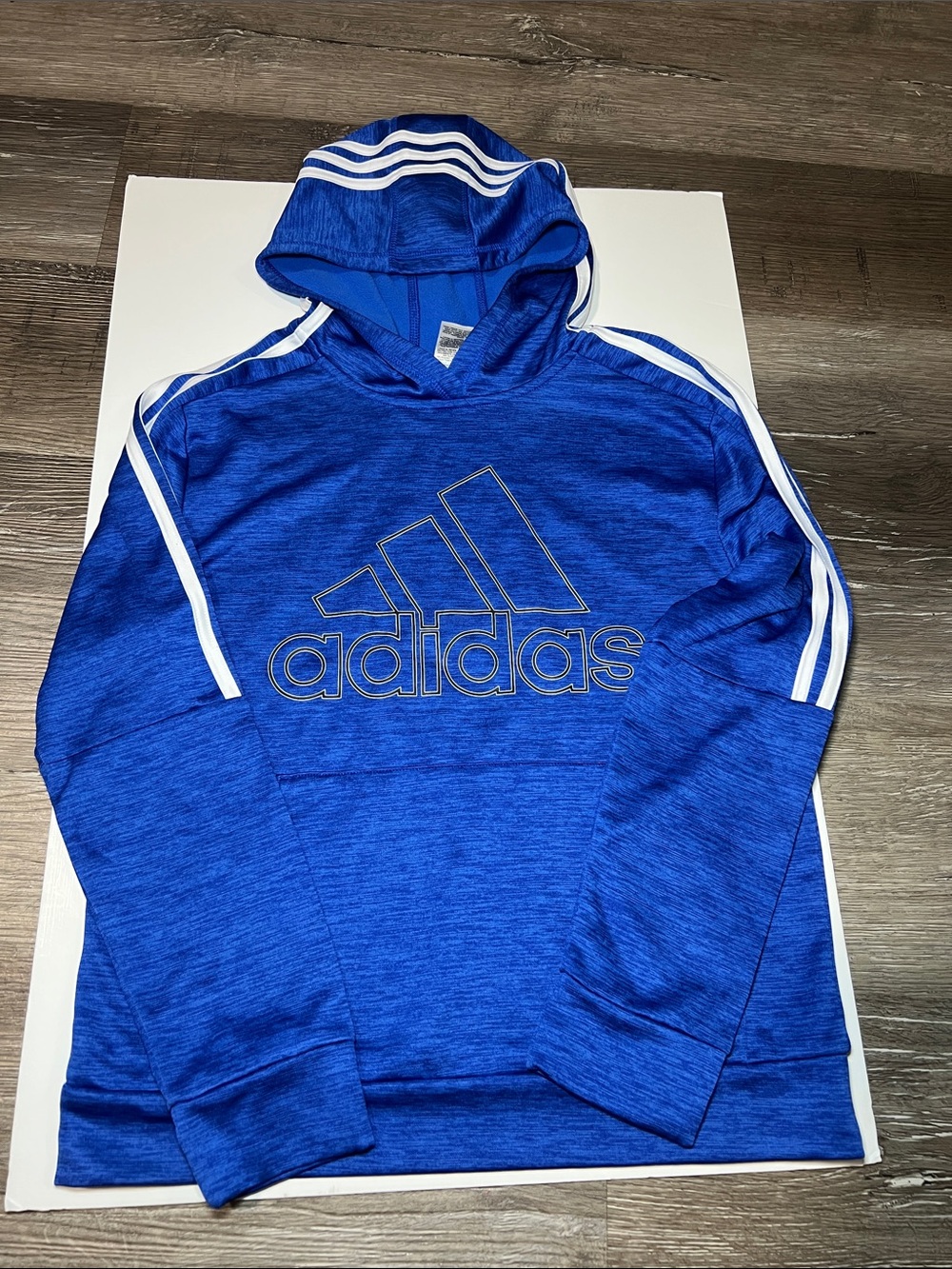 Adidas Blue Hooded Sweatshirt with White Stripes